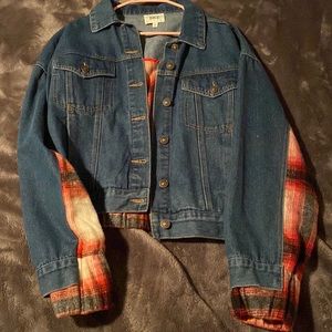 BKE Jean and flannel jacket size large.